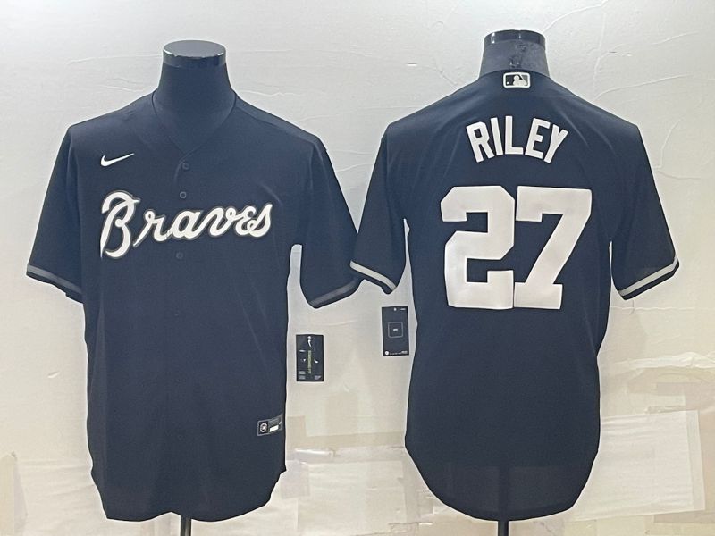 Men Atlanta Braves #27 Riley Black Throwback Nike 2022 MLB Jersey